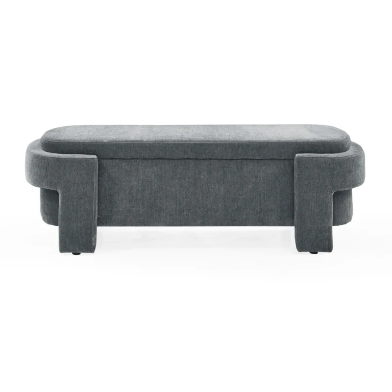 Modern Chenille Upholstered Storage Bench with Large Capacity for Entryway and Living Room - Image 6