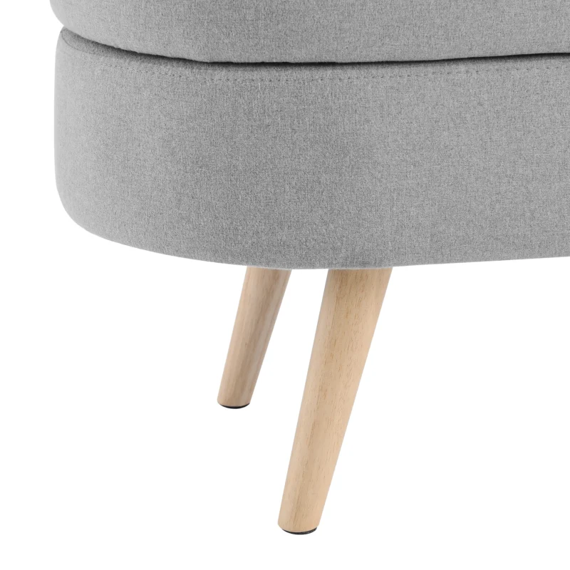 Modern Oval Storage Ottoman Bench with Wood Legs for Living Room Seating - Image 4