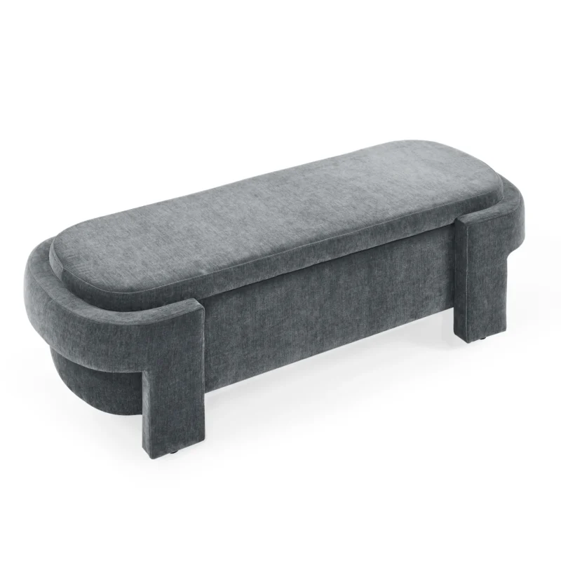 Modern Chenille Upholstered Storage Bench with Large Capacity for Entryway and Living Room - Image 5