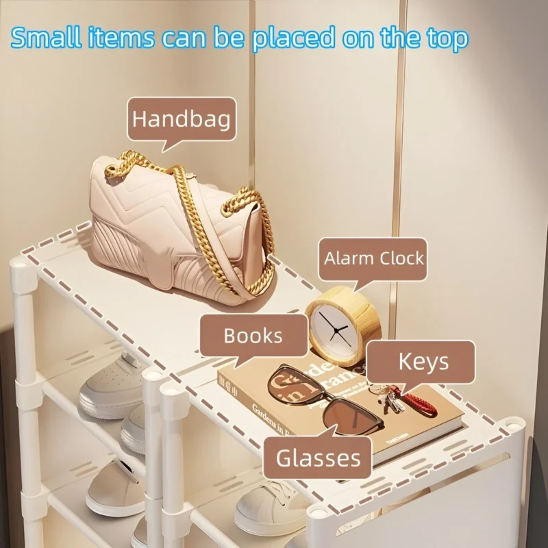 Modern Metal 6/8-Layer Shoe Rack Organizer with Fabric Shelves for Entryway and Living Room - Image 5