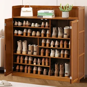 Modern Bamboo Entryway Shoe Cabinet with 7-Tier Storage for 36-40 Pairs