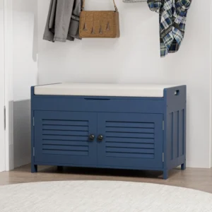 Modern Upholstered Entryway Shoe Bench with Lift Top Storage and Adjustable Shelves