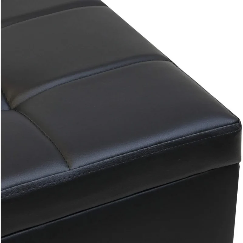 Modern PU Leather Storage Ottoman Set with Rectangle Bench and Cubes for Living Room - Image 4