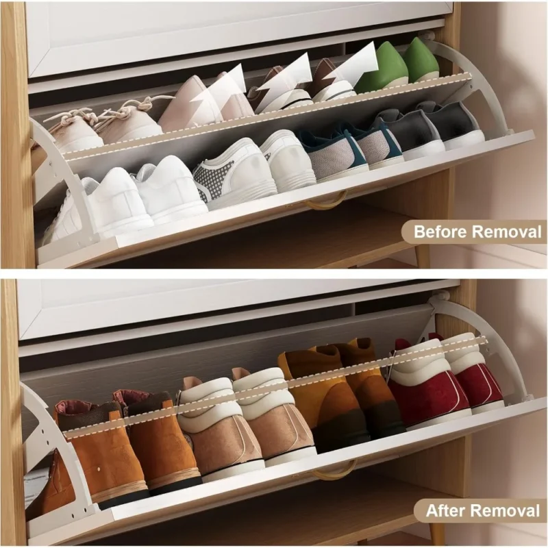 Modern Wooden Entryway Shoe Cabinet with 5 Drawers and Metal Legs for Home Organization - Image 4