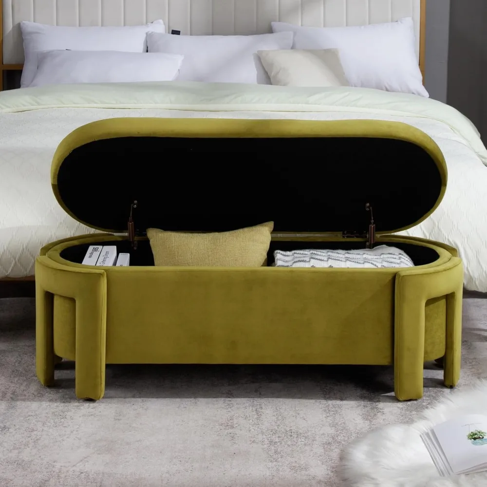Elegant tufted wooden bench adding luxury and functionality to a bedroom setting