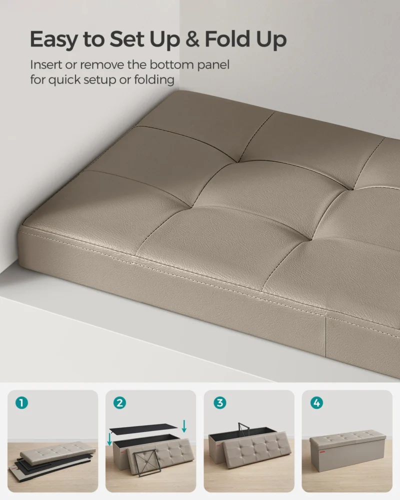 Modern Folding Storage Ottoman Bench with 660 lb Capacity for Living Room - Image 5
