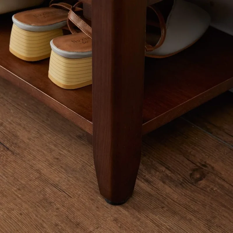 Modern Rubberwood Entryway Bench with Shoe Storage for Hallway and Mudroom - Image 3