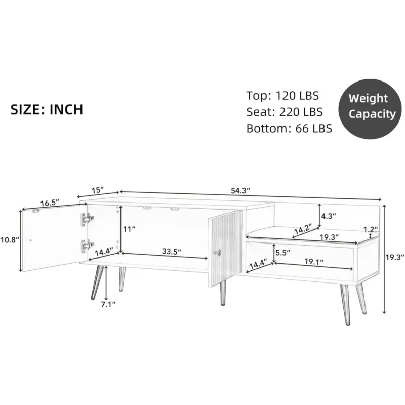 Modern Upholstered Entryway Bench with Shoe Storage Cabinet for Mudroom and Living Room - Image 2