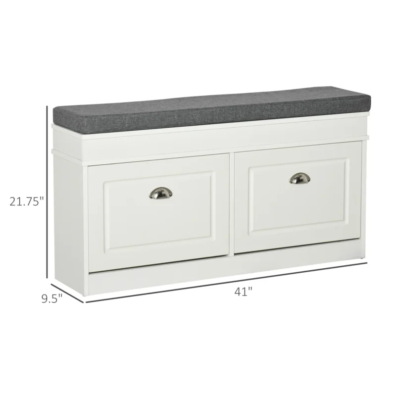 Modern Wood Entryway Bench with Drawers and Cushion for Hallway Storage - Image 2