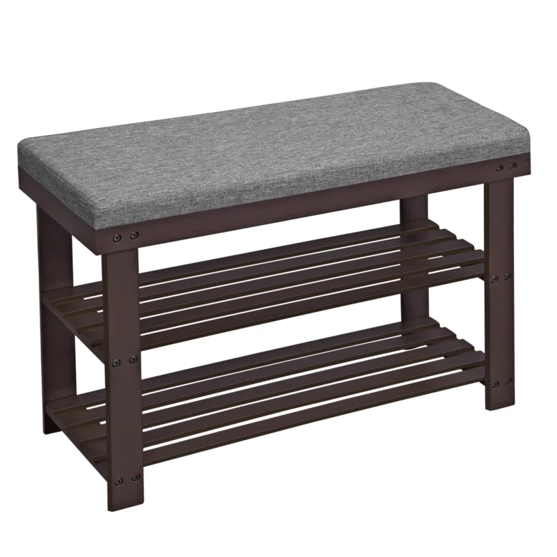 Modern Bamboo Entryway Bench with 3-Tier Shoe Storage for Living Room and Hallway - Image 7