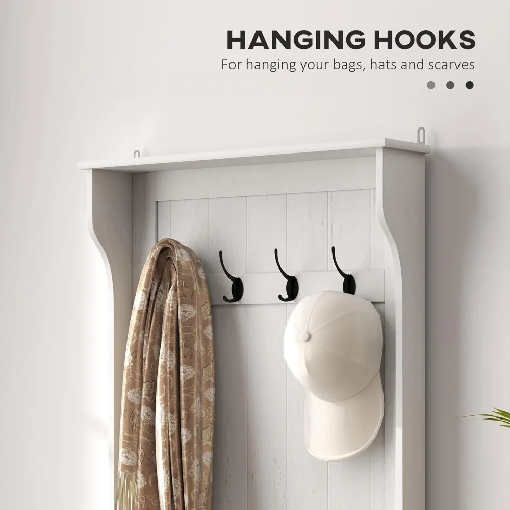 Rustic hall tree with integrated shoe storage bench for entryway organization