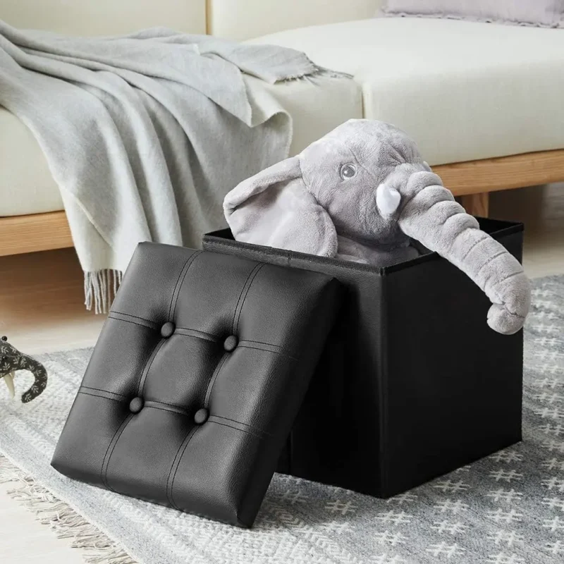 Modern Leather Storage Ottoman Bench with Cushioned Seat for Bedroom and Living Room - Image 6