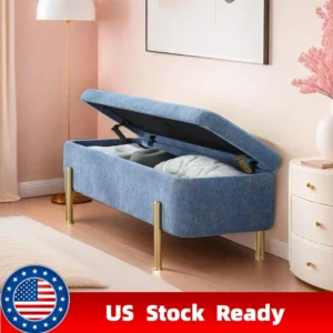 Modern Upholstered Storage Bench with Hidden Compartment for Entryway and Bedroom