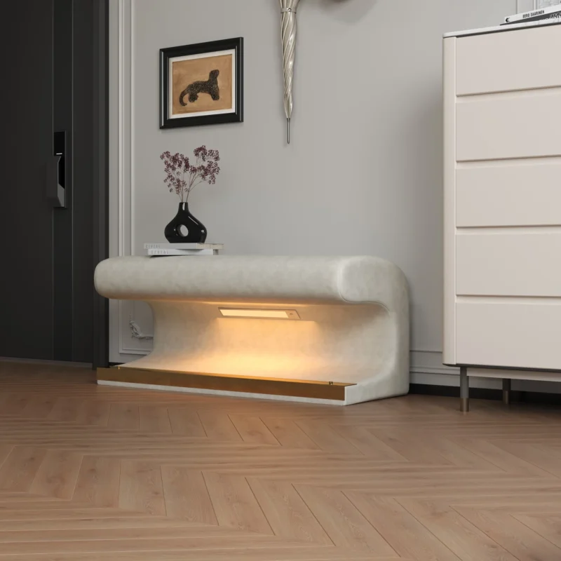 Modern Upholstered Entryway Bench with LED Sensor Light for Bedroom and Living Room - Image 3