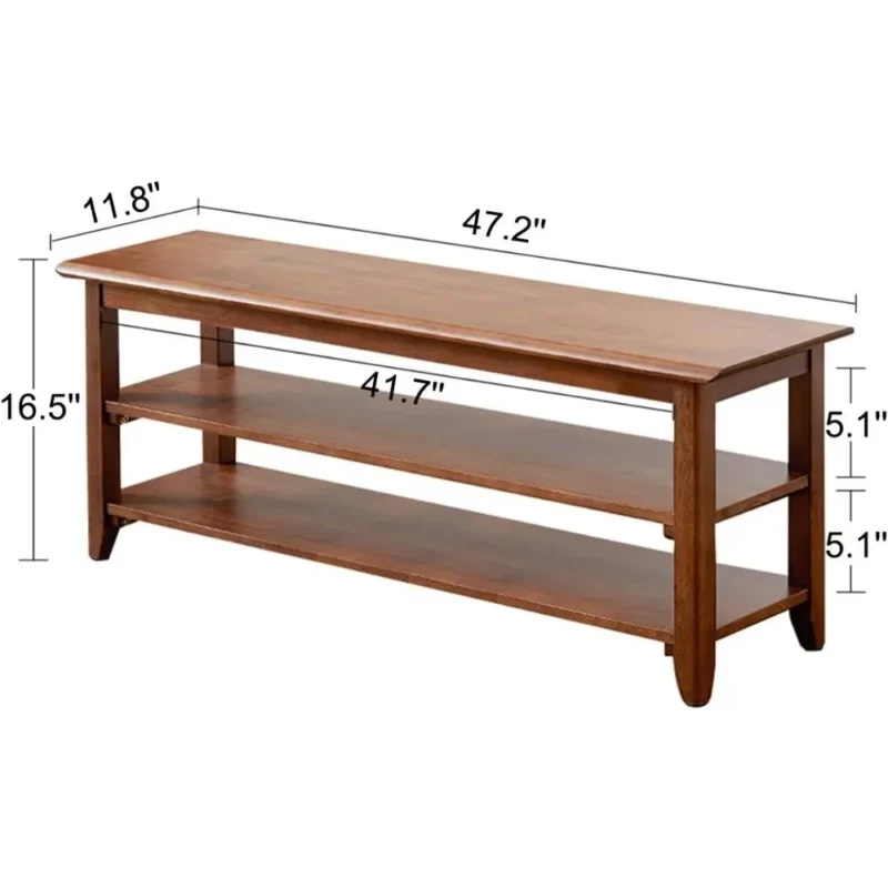 Modern Rubberwood Entryway Bench with Shoe Storage for Hallway and Mudroom - Image 5
