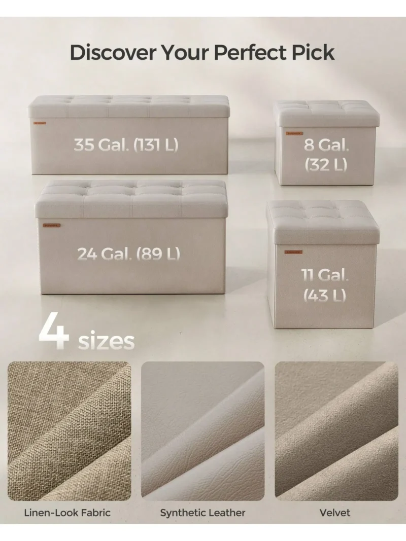 Modern Folding Storage Ottoman Bench with Padded Seat for Living Room - Image 5