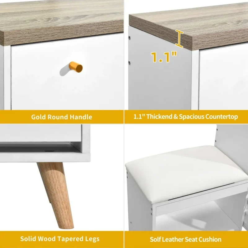 Modern Wooden Shoe Storage Cabinet with 3 Flip Drawers for Entryway Organization - Image 2
