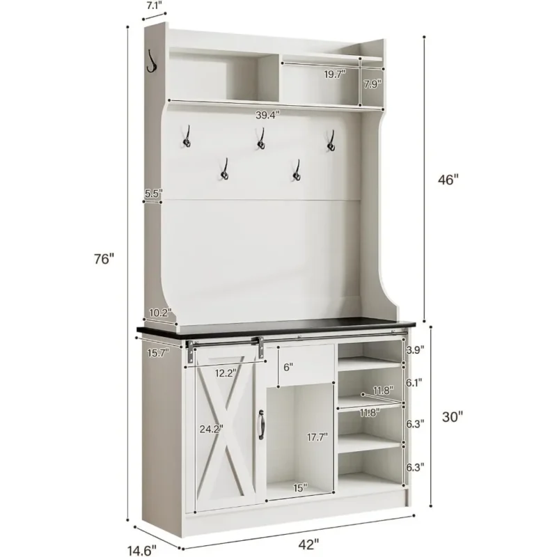 Industrial Hall Tree Bench with 5-in-1 Storage Solution for Entryway Organization - Image 3