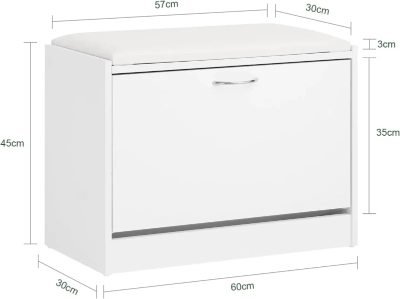 Slim Entryway Bench with Shoe Storage Cabinet and Lift-Top Cushioned Seat - Image 3