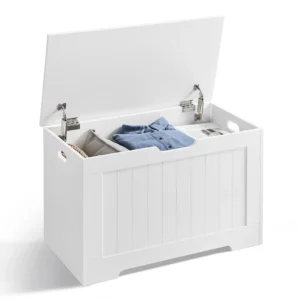 Modern Wooden Entryway Storage Bench with Hinged Lid for Mudroom and Hallway