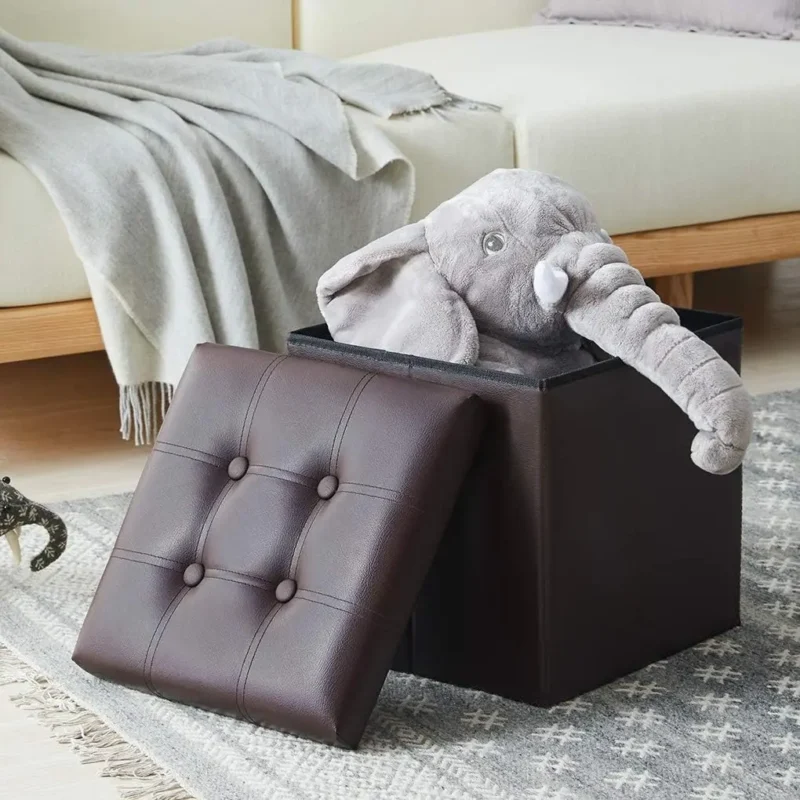 Modern Leather Storage Ottoman Bench with Cushioned Seat for Bedroom and Living Room - Image 11