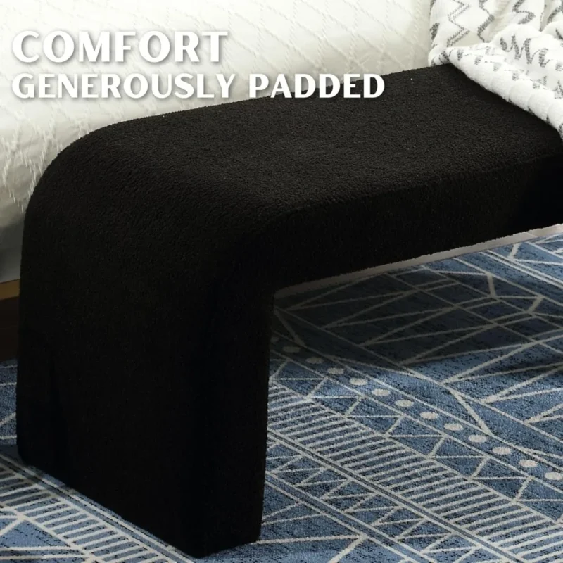 Modern Plush Sherpa Upholstered Ottoman Bench for Bedroom and Living Room - Image 4