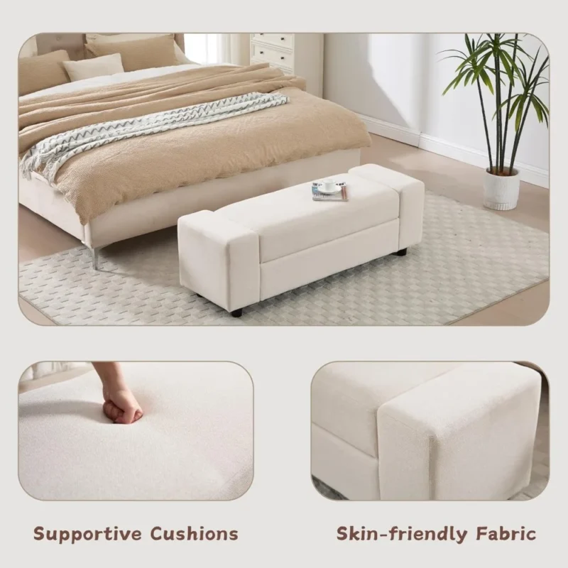 Modern Linen Storage Ottoman Bench with Large Capacity for Bedroom and Entryway - Image 4