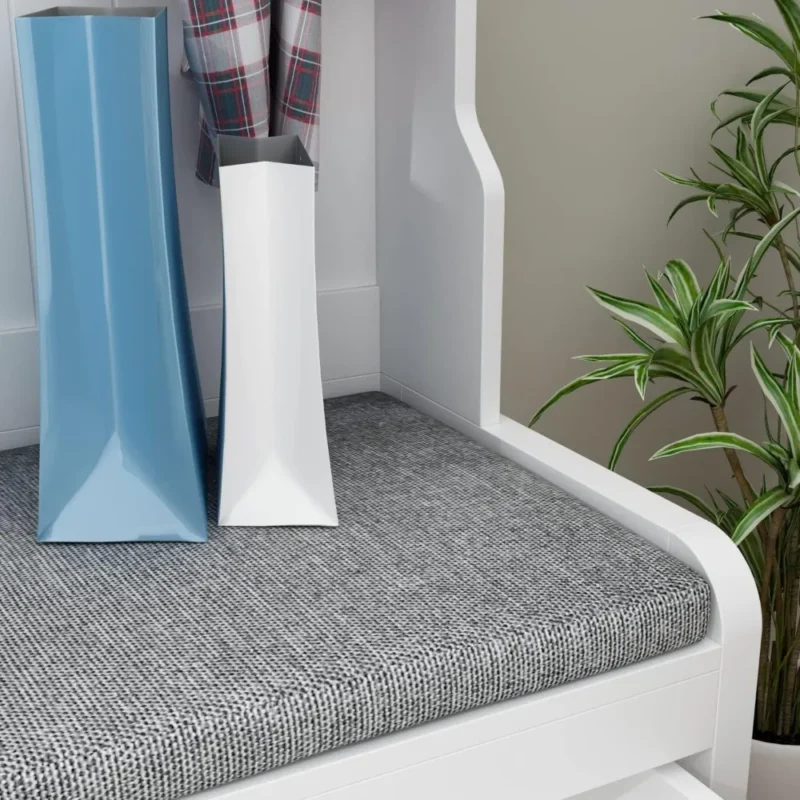 Modern White Hall Tree with Storage Bench and Coat Rack for Entryway - Image 5