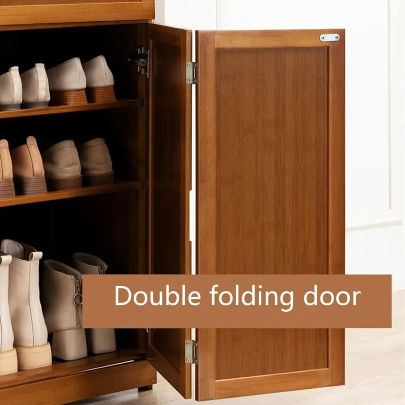 Modern Bamboo Entryway Shoe Cabinet with 7-Tier Storage for 36-40 Pairs - Image 4