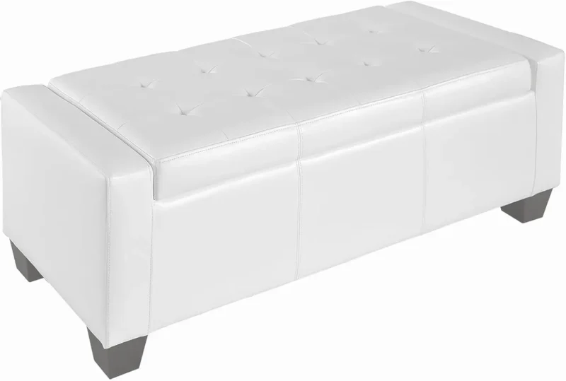 Modern Tufted Faux Leather Storage Ottoman Bench for Living Room and Entryway - Image 7