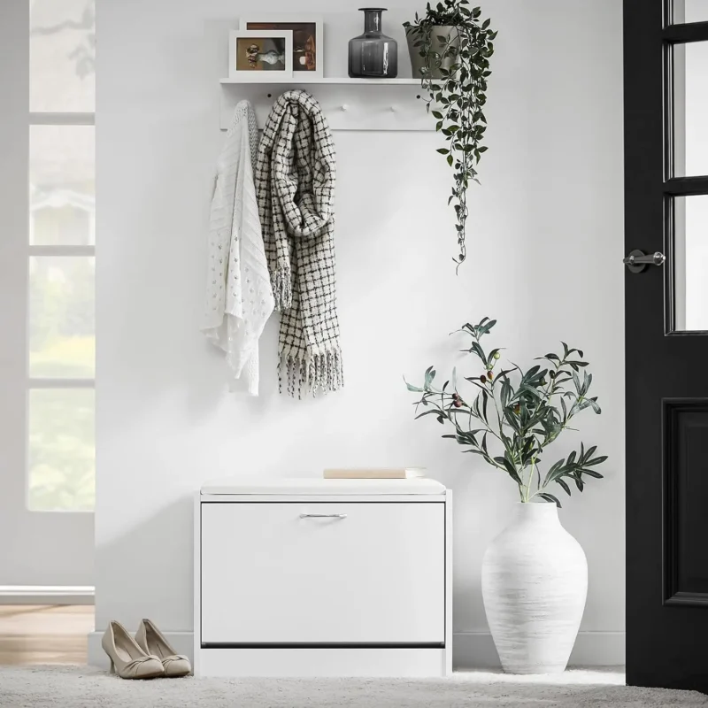 Slim Entryway Bench with Shoe Storage Cabinet and Lift-Top Cushioned Seat - Image 5
