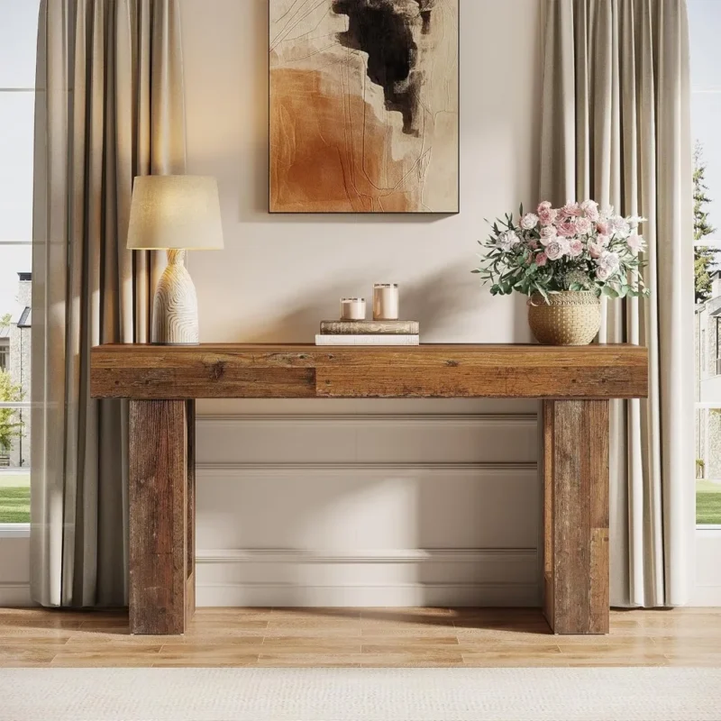 Modern Farmhouse 63-Inch Console Table with Rectangular Top for Entryway and Living Room - Image 4