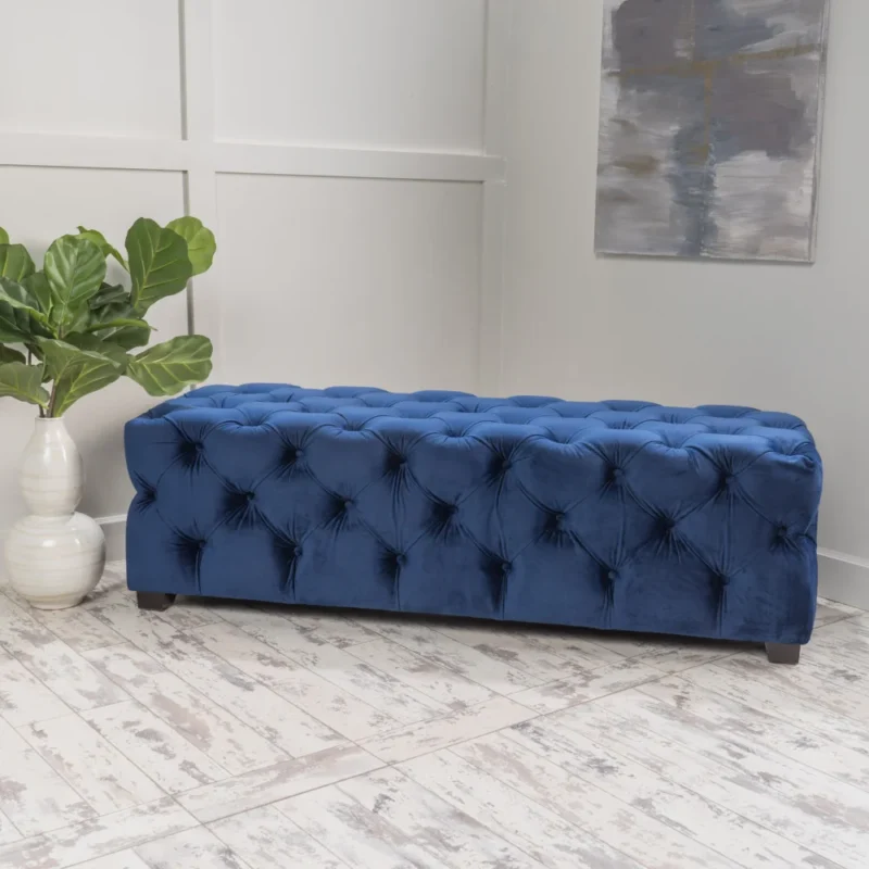 Modern Velvet Storage Ottoman Bench with Button Tufting for Entryway and Living Room - Image 2