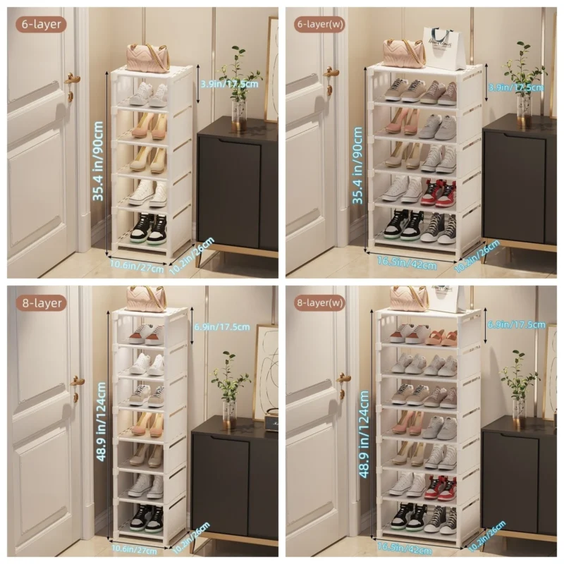 Modern Metal 6/8-Layer Shoe Rack Organizer with Fabric Shelves for Entryway and Living Room - Image 3