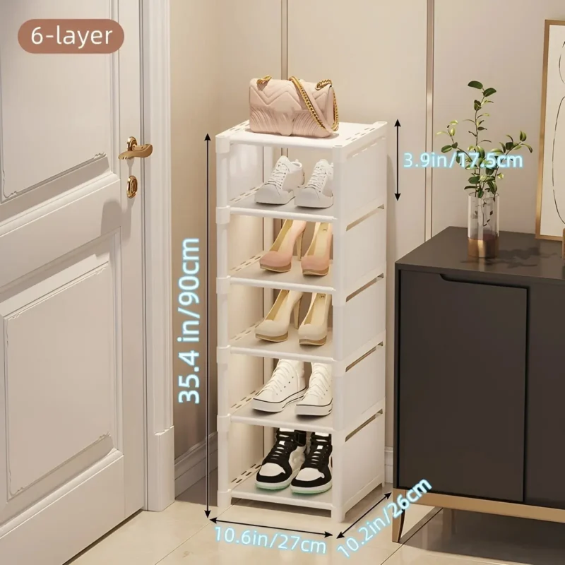 Modern Metal 6/8-Layer Shoe Rack Organizer with Fabric Shelves for Entryway and Living Room - Image 7