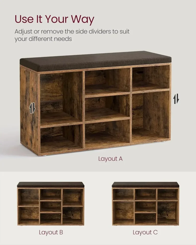 Modern Upholstered Entryway Bench with 9-Compartment Shoe Storage for Bedroom - Image 3