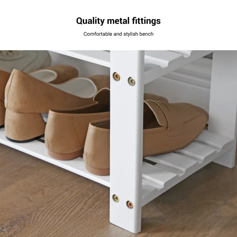 Modern Bamboo Entryway Bench with 3-Tier Shoe Storage for Living Room and Hallway - Image 4