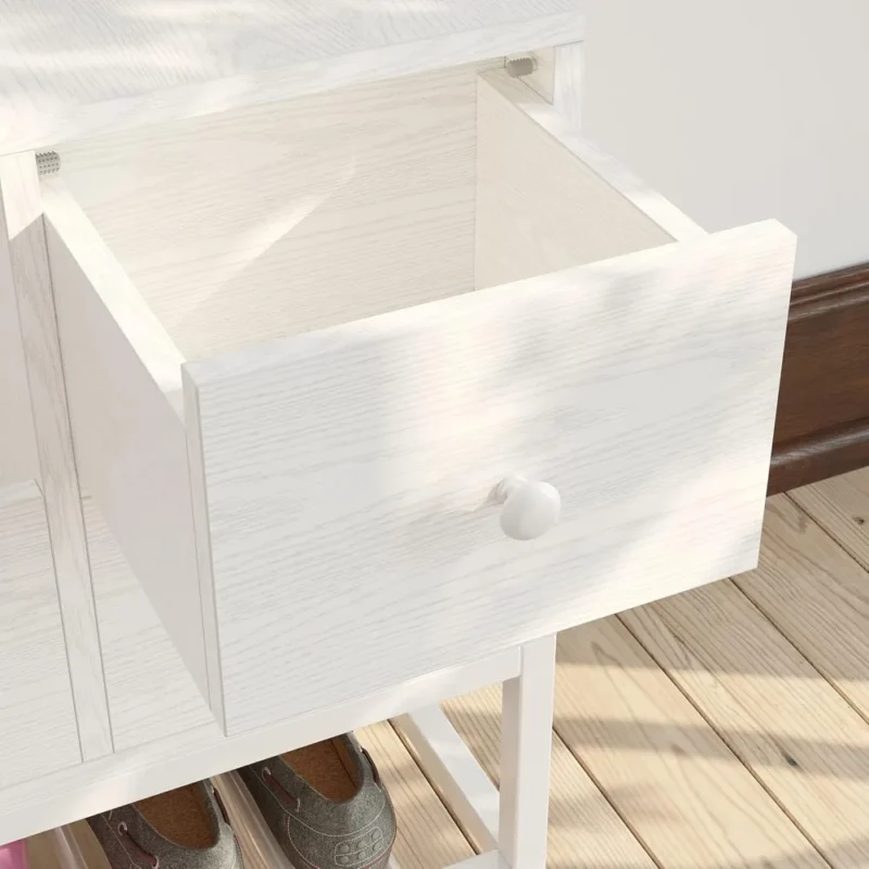 Modern Wooden Entryway Bench with Flip Top Storage and Drawers for Mudroom Organization - Image 5