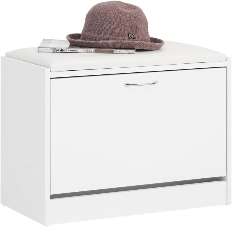 Slim Entryway Bench with Shoe Storage Cabinet and Lift-Top Cushioned Seat