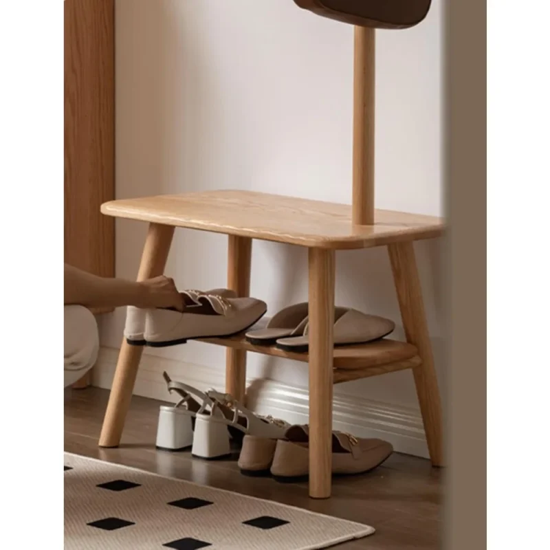 Modern Oak Hall Tree with Coat Rack and Shoe Storage for Entryway - Image 6