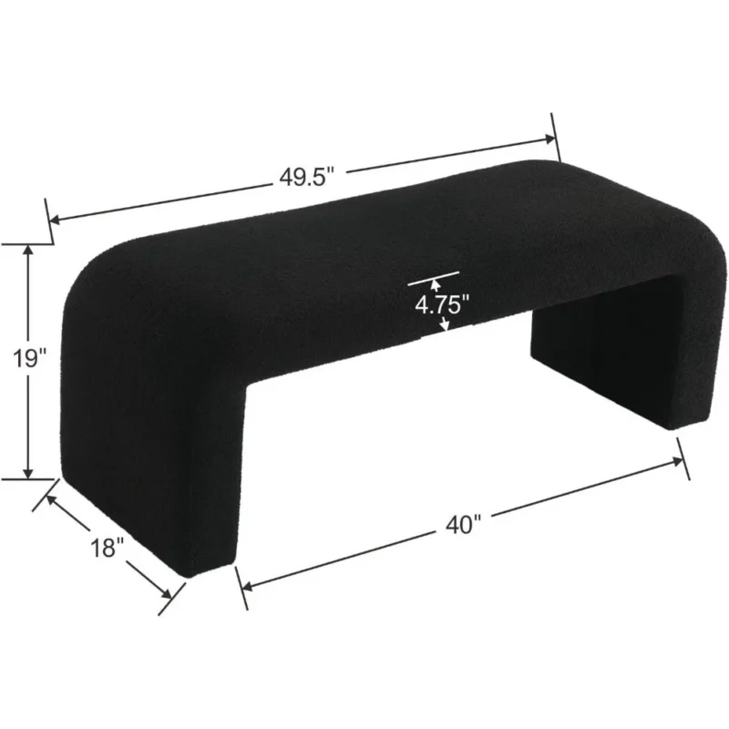 Modern Plush Sherpa Upholstered Ottoman Bench for Bedroom and Living Room - Image 2