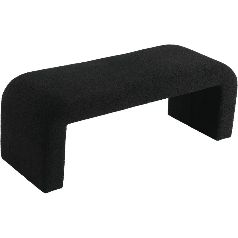 Modern Plush Sherpa Upholstered Ottoman Bench for Bedroom and Living Room - Image 3