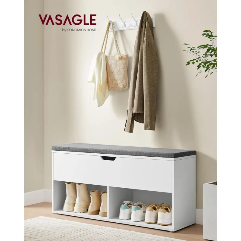 Modern Storage Entryway Bench with Hidden Compartment and Shoe Shelf for Hallway - Image 2
