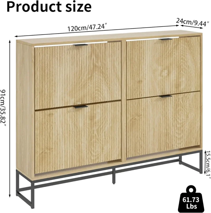 Modern Slim Shoe Cabinet with 4 Flip Drawers for Entryway Organization - Image 2