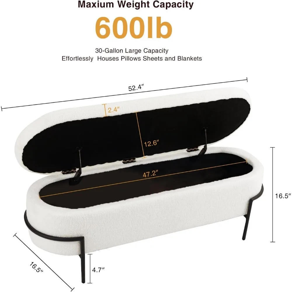 Upholstered storage bench showing quality materials for longevity