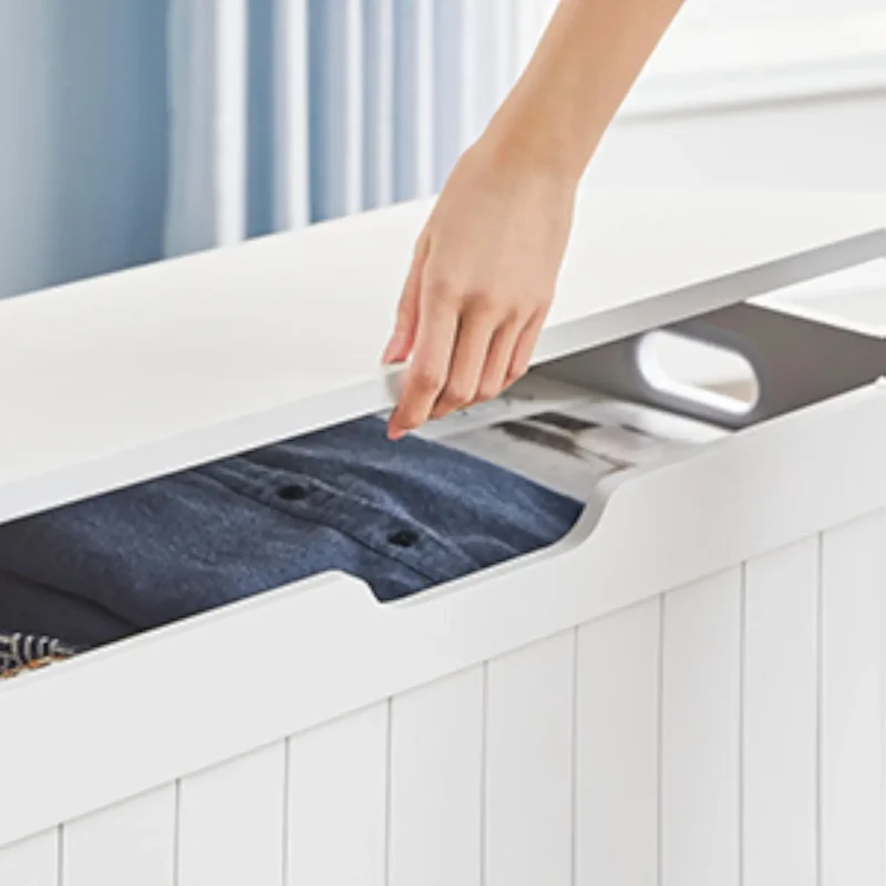 Modern Wooden Storage Bench with Safety Hinges for Entryway and Bedroom - Image 3