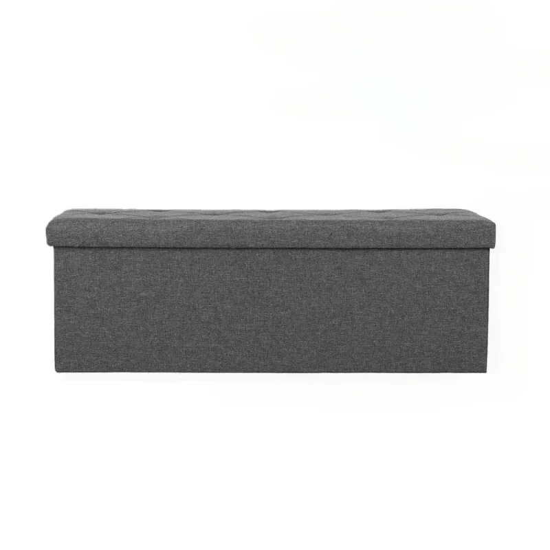 Modern Grey Fabric Storage Ottoman Bench with Large Capacity Hidden Storage for Living Room - Image 6