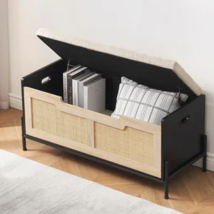 Modern Storage Bench with Hidden Compartment for Entryway and Living Room