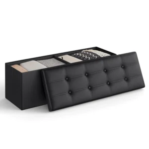 Modern Foldable Storage Ottoman Bench with Padded Seat for Living Room