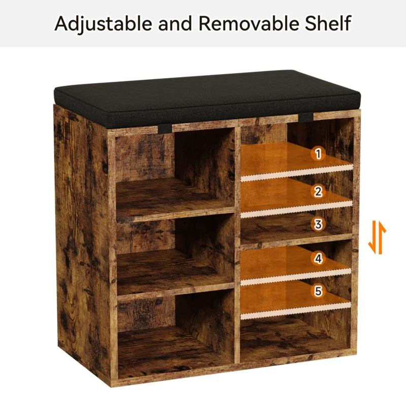 Modern Shoe Storage Bench with Cushion Seating for Entryway and Hallway - Image 4